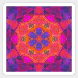 Mosaic Mandala Flower Purple Orange and Pink Sticker